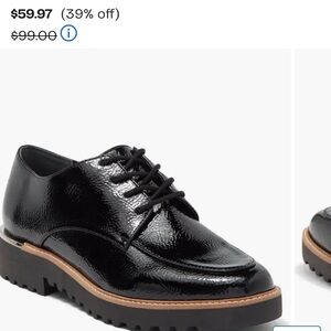 Womens Black Patent Lace-Up Derby Shoe